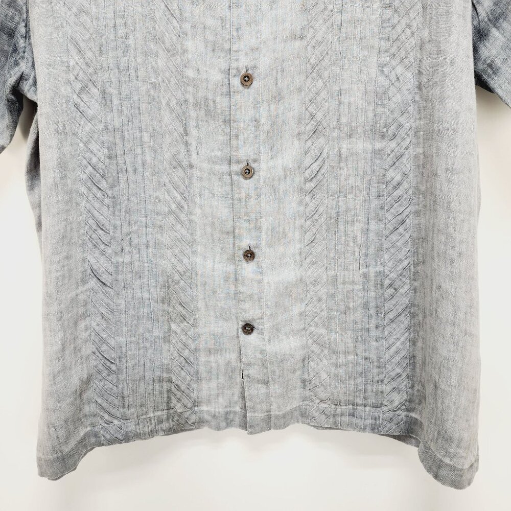 Nat Nast shirt American Fit Luxury Gray Short Sleeve Button-Up  L 100% Linen - Picture 7 of 8